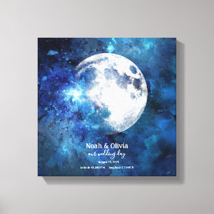 Personalised Moon Phase Meeting Place Monogram  Canvas Print