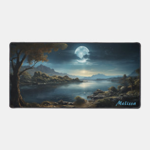 Personalised Moonlight Night Landscape Desk Mat 