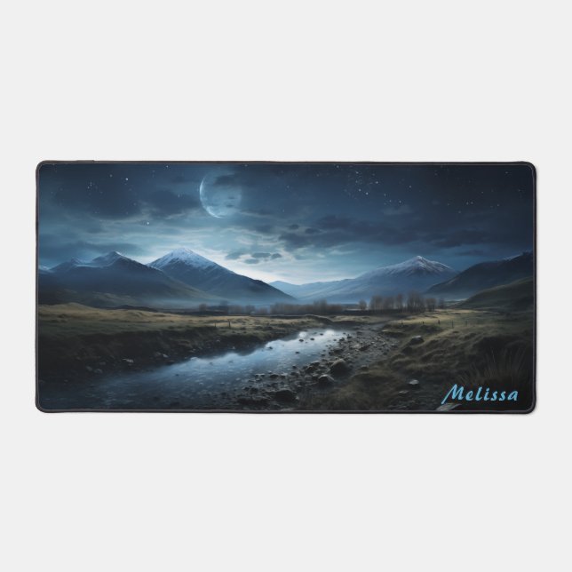 Personalised Moonlight Night Landscape Desk Mat  (Front)