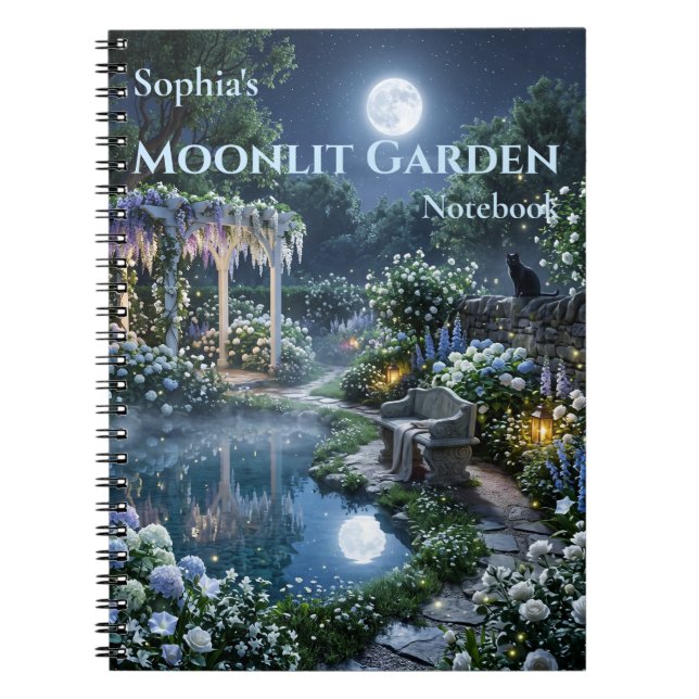 Personalised Moonlit Garden Spiral Notebook (Front)
