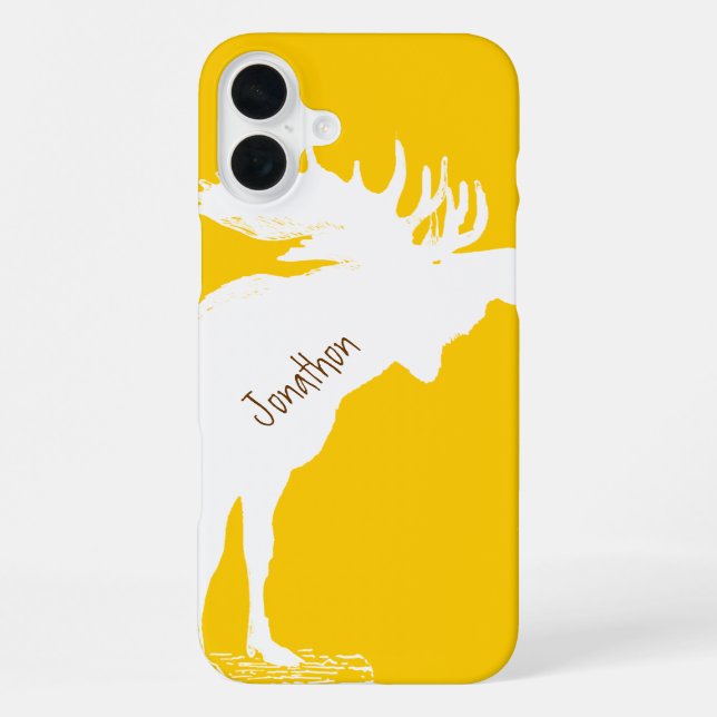 Personalised Moose Yellow Changes to Any Colour iPhone Case (Back)