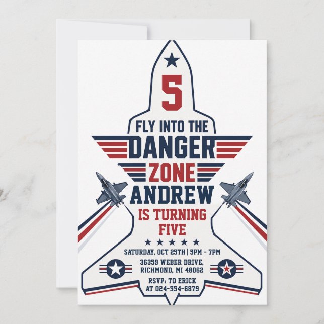 Personalised morden Air force Birthday Invitation (Front)