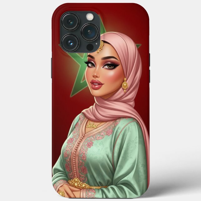 Personalised Moroccan Hijabi Woman Phone Case  (Back)