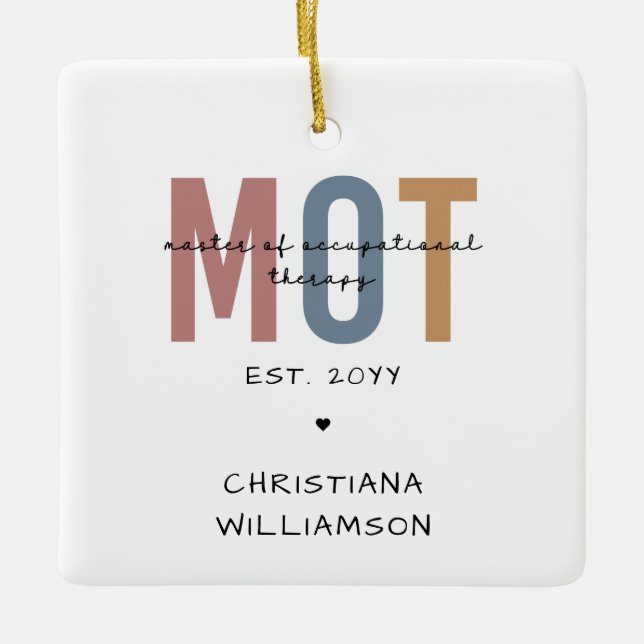 Personalised MOT Master Of Occupational Therapy Ceramic Ornament (Front)