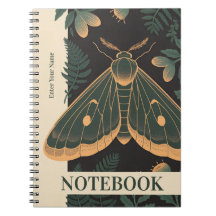Personalised Moth Botanical Notebook – Custom Name