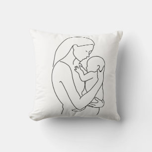 Personalised Mother and Baby Line Art Mother's Day Cushion