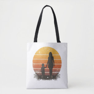 Personalised Mother and Child Sunset Silhouette Tote Bag