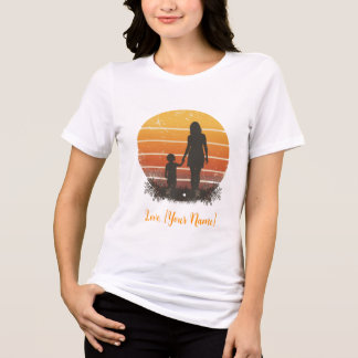 Personalised Mother and Child Sunset Silhouette Tri-Blend Shirt