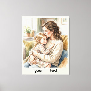 Personalised Mother and Daughter Hug Canvas Print