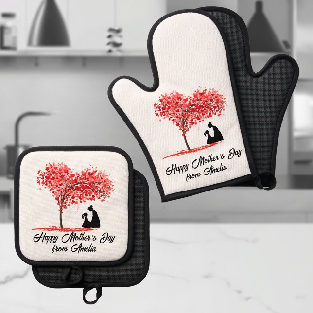 Personalised Mother & Daughter Love  Oven Mitt & Pot Holder Set (Creator Uploaded)