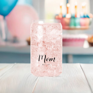 Personalised Mother Est Date Modern Text Style Can Glass