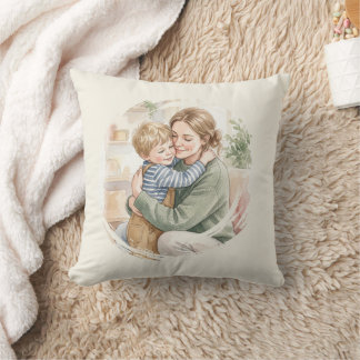 Personalised  Mother  Hugging som watercolor  Cushion