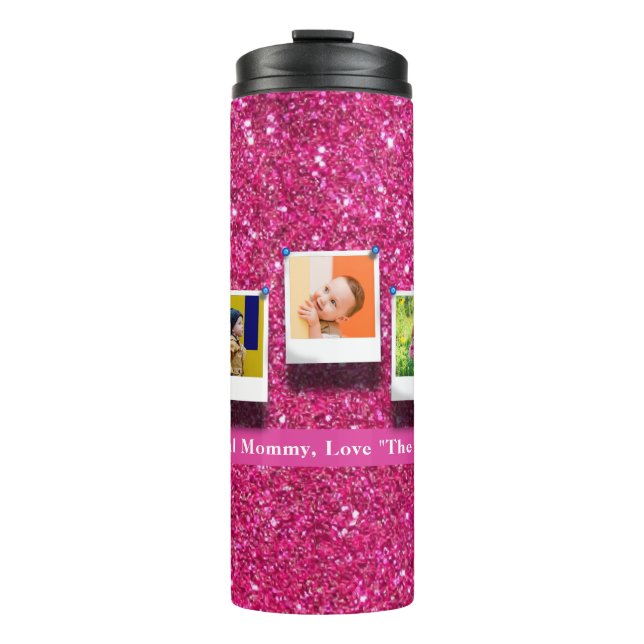 Personalised Mother Mummy Photo Collage Girly Pink Thermal Tumbler (Front)