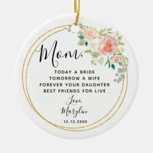 Personalised Mother of the Bride Floral Gift Ceramic Tree Decoration