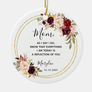 Personalised Mother of the Bride Marsala Floral Ceramic Tree Decoration
