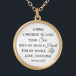 Personalised Mother of the Groom Gift From Bride Gold Plated Necklace<br><div class="desc">Beautiful and classic gift for the Mother of the GROOM from Bride personalised with the Mother of the Groom's name,  Bride's name,  and wedding date</div>