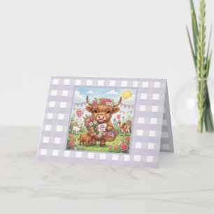 Personalised Mother’s Day Highland Cow Lavender Card