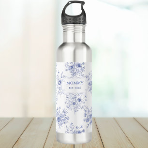 Personalised Mothers Day Blue Flowers Floral 710 Ml Water Bottle