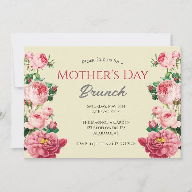 Personalised Mother's Day Brunch | Floral Theme Invitation (Front)
