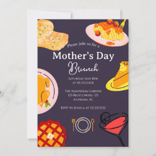 Personalised Mother's Day Brunch food theme Invitation