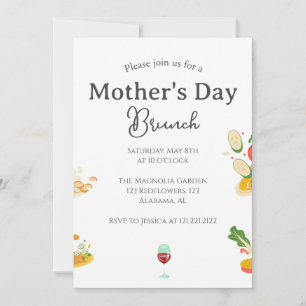 Personalised Mother's Day Brunch food theme Invitation