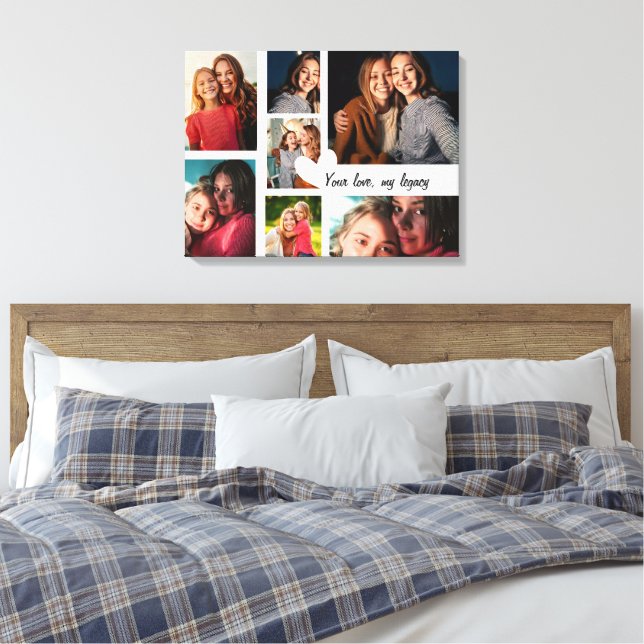 Personalised Mother's Day Custom Photo Collage  Canvas Print (Insitu(Bedroom))