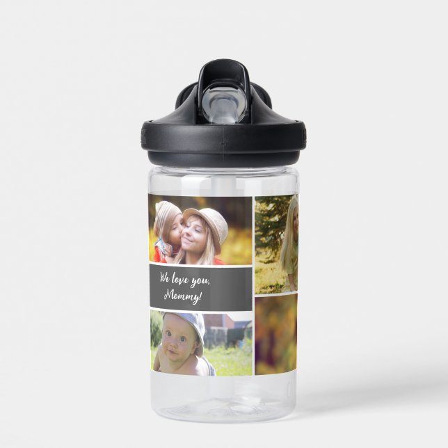 Personalised Mother's day Custom Photo Collage Water Bottle (Front)