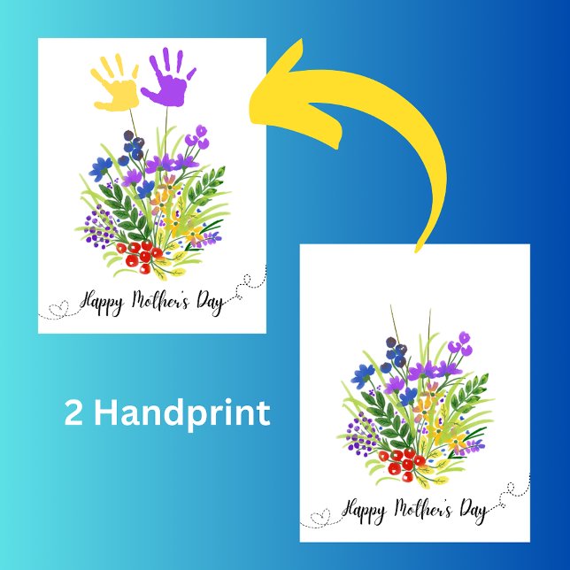 Personalised Mother's Day floral 2 handprint Card (Creator Uploaded)