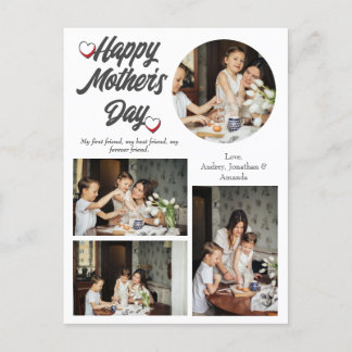 Personalised Mother's Day, Four photo collage Holiday Postcard
