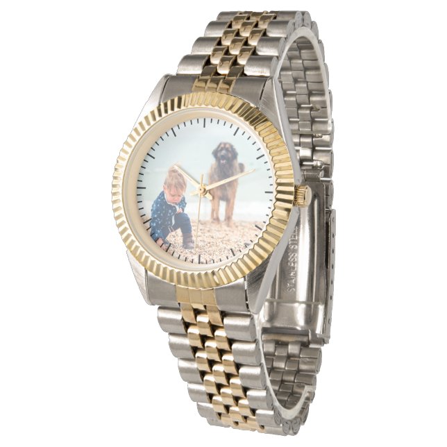 Personalised Mother's Day Gift Custom Photo Gold  Watch (Angled)