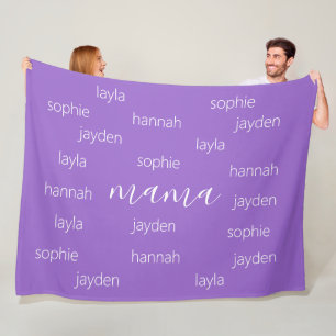 Personalised Mothers day gift for Mum Purple Fleece Blanket