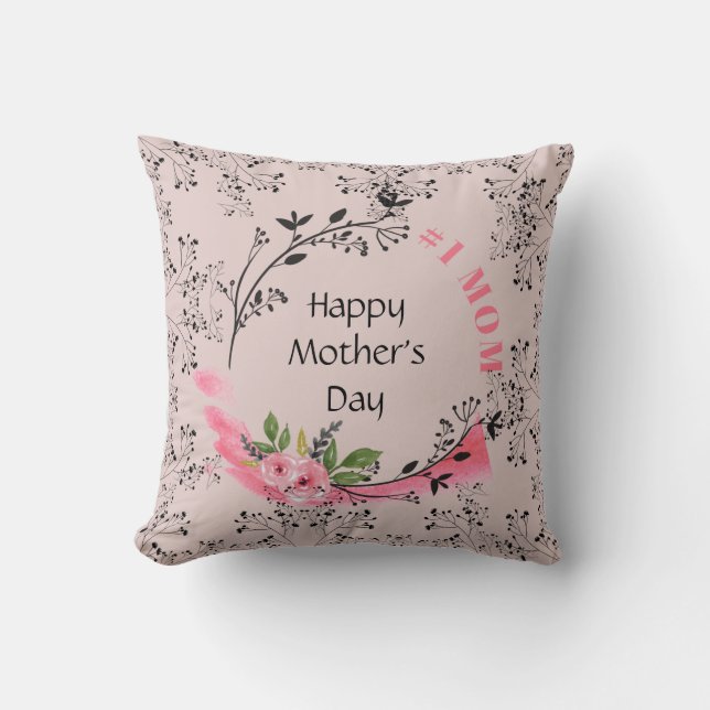 Personalised Mothers Day Gift #No1MOM Modern Chic Cushion (Front)