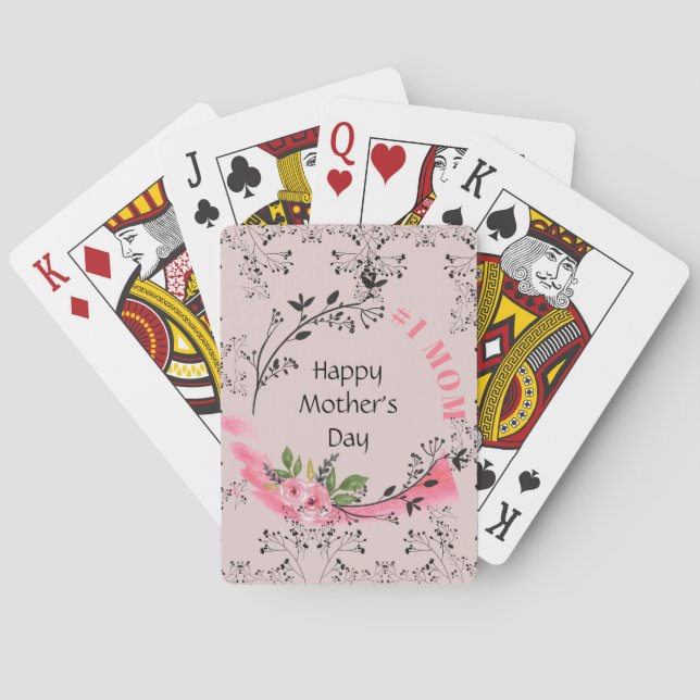 Personalised Mothers Day Gift #No1MOM Modern Chic Playing Cards (Back)