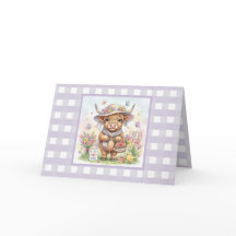 Personalised Mother's Day Highland Cow Gingham