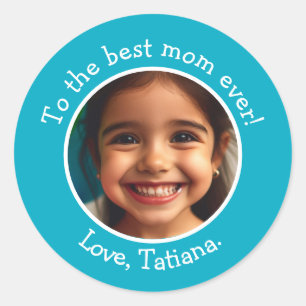 Personalised Mother's Day Photo and Name Message  Classic Round Sticker