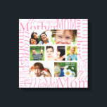 Personalised Mother's Day Photo Collage Canvas Print<br><div class="desc">Add 7 of your personal photos to this canvas print and create a memorable token for a mum you know. High quality photos surrounded by the many ways to express MOM in pretty pink type and faded newsprint graphic on eggshell background. Add your photos in Personalise it section 2) Click...</div>