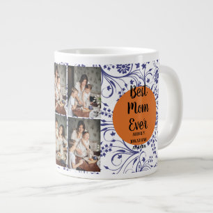 Personalised mothers Day,photo collage floral gift Large Coffee Mug