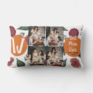 Personalised mothers Day,photo collage floral gift Lumbar Cushion