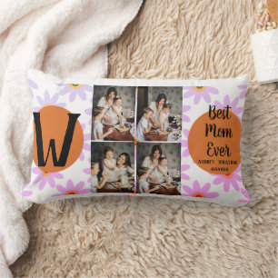 Personalised mothers Day,photo collage floral gift Lumbar Cushion