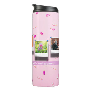 Personalised Mothers Day Photo Collage Girly Pink Thermal Tumbler