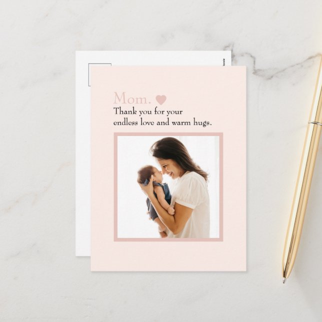 Personalised Mother's Day Postcard with Photo (Front/Back In Situ)