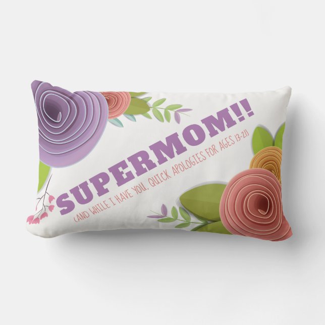 Personalised Mother's Day SuperMom Floral Pillow (Front)