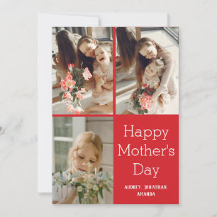 Personalised mothers Day, three photo collage  Card