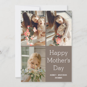 Personalised mothers Day, three photo collage  Card