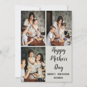 Personalised mothers Day, three photo collage gift Card