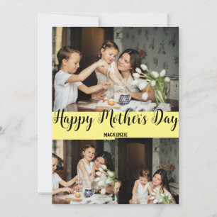 Personalised mothers Day, three photo collage gift Holiday Card