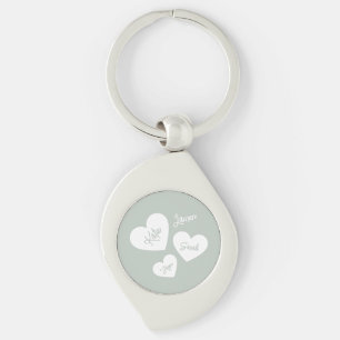 Personalised Mother's Hearts Soft Green Blue Key Ring