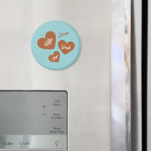 Personalised Mother's Hearts Teal Magnet