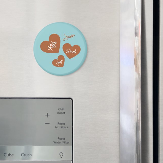 Personalised Mother's Hearts Teal Magnet (In Situ (Fridge))