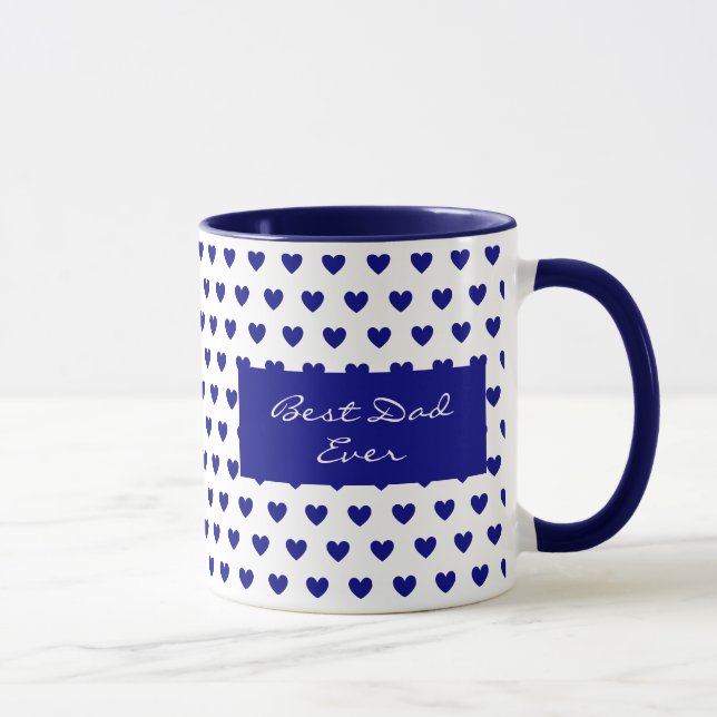 Personalised Motivational Deep Blue Hearts Pattern Mug (Right)
